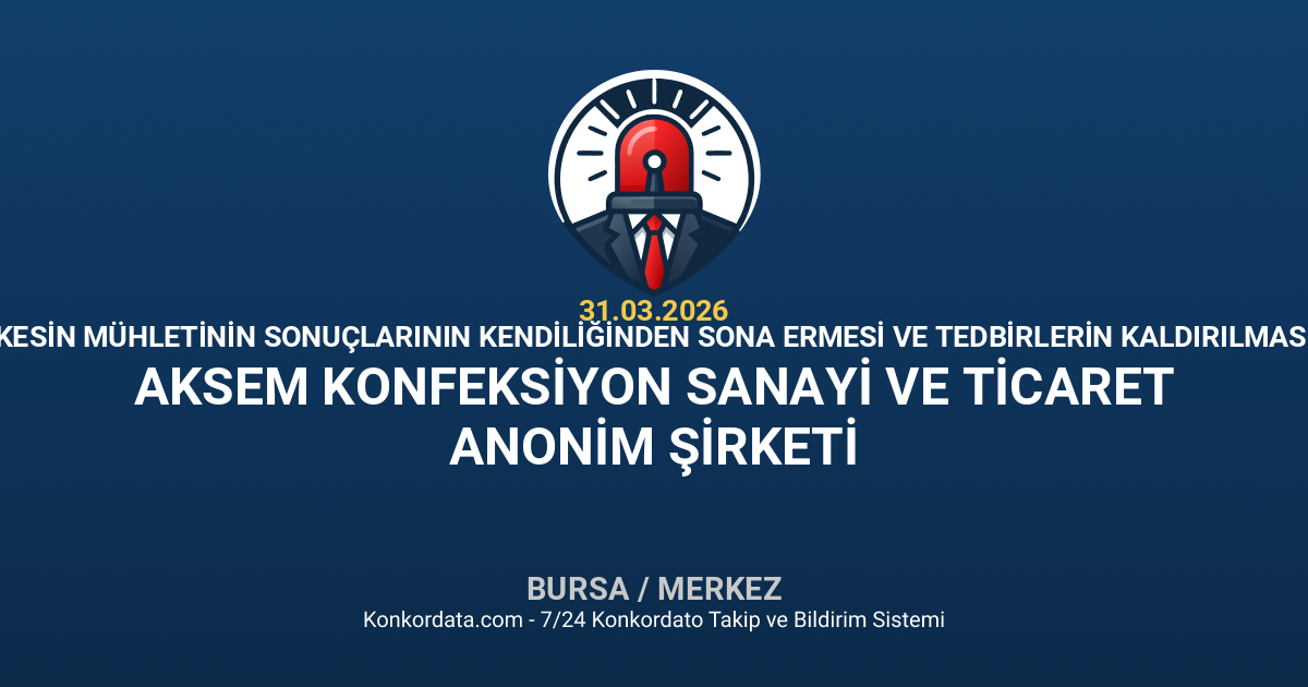 AKSEM KONFEKSİYON SANAYİ VE TİCARET ANONİM ŞİRKETİ - Kesin Mühletinin ...
